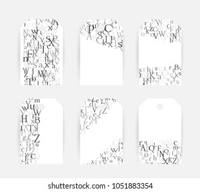 Letters. English alphabet design collection. Vector illustrations for students and children education classes and language lessons advertising.  Labels and tags