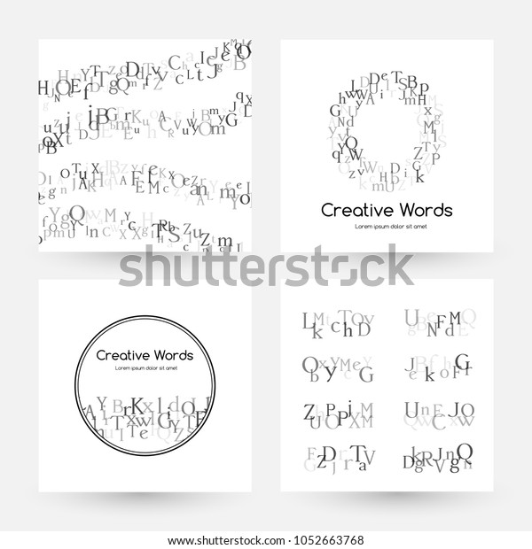 Letters.\
English alphabet design collection. Vector illustrations for\
students and children education classes and language lessons\
advertising. Dividers, round label and\
frame