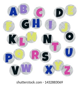 The letters of the English alphabet are textured
