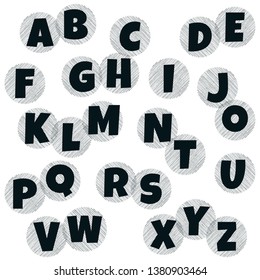 The letters of the English alphabet are textured, isolated on a white background.