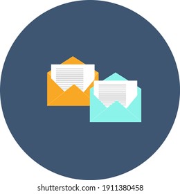 Cartas en sobre, ilustración, vector sobre fondo blanco.
