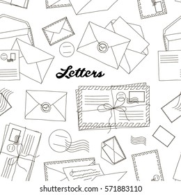 Letters and envelopes pattern for your design