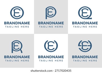 Letras EO EP EQ ER EU EY Monogram Logo Set, para iniciais OE PE QE RE UE YE