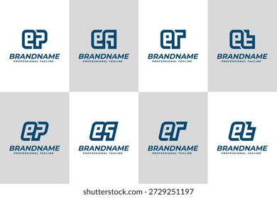 Letras EP EQ ER ET Logo Monogram Set, para PE QE RE TE iniciais