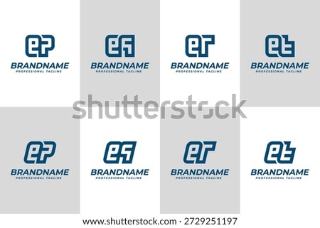 Letters EP EQ ER ET Logo Monogram Set, for PE QE RE TE initials