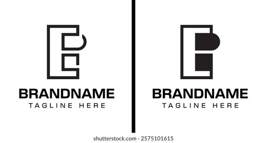 Letters EP or PE Monogram Logo Set, suitable for any business with PE or EP initials