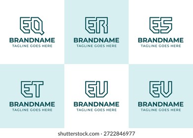 Letters EQ ER ES ET EU EV Monogram Logo Set, for QE RE SE TE UE VE Initials