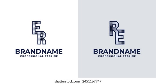 Letters ER and RE Dot Monogram Logo, Suitable for business with ER or RE initials