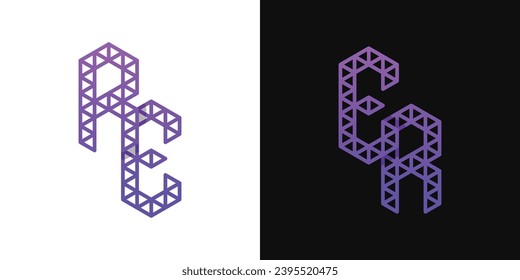 Letters ER and RE Polygon Logo Set, suitable for business related to polygon with ER and RE initials