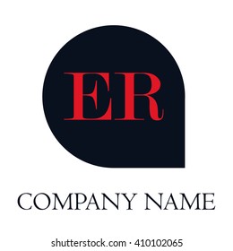 letters ER rounded square shape icon logo blue red 