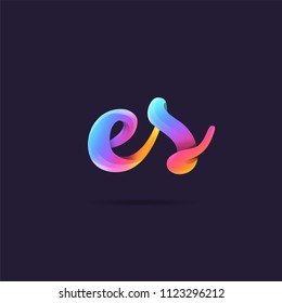 Letters ES, E & S logo, multi colour letters icon vector template.
