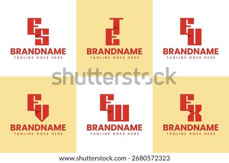 Letters ES ET EU EV EW EX Logo Monogram Set, for SE TE UE VE WE XE initials