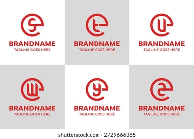 Letters ES ET EU EW EY EZ Monogram Logo Set, for SE TE UE WE YE ZE initials