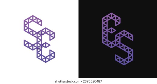 Letters ES and SE Polygon Logo Set, suitable for business related to polygon with ES and SE initials