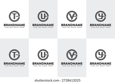 Buchstaben ET EU EV EY GT GU GV GY Logo Monogramm Set, für TE UE VE YE TG UG VG YG Initialen