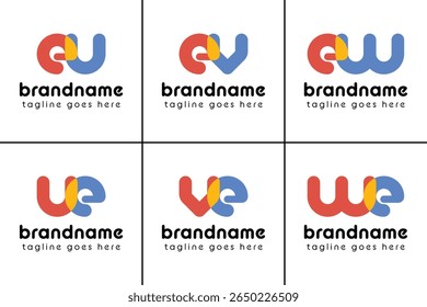 Cartas eu ue ve ew We Playful Logo, representam uma diversão, energética e alegria