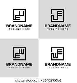 Letters EU UE EW WE Monogram Logo Set, for business with EU UE EW WE initials