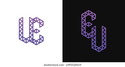 Letters EU and UE Polygon Logo Set, suitable for business related to polygon with EU and UE initials