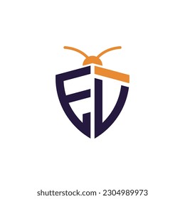 Logotipo de control de plagas de las letras EV