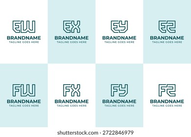 Buchstaben EW EX EY EZ FW FX FY FZ Monogramm Logo Set, für WE XE YE ZE WF XF YF ZF Initialen