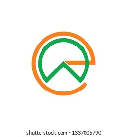 letters ew simple circle linked line logo vector