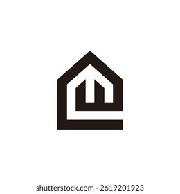 letras ew geométrica simples home telhado logotipo vetor 
