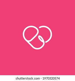 Letters EW WE lowercase forming heart symbol logo vector icon initial company name sign design