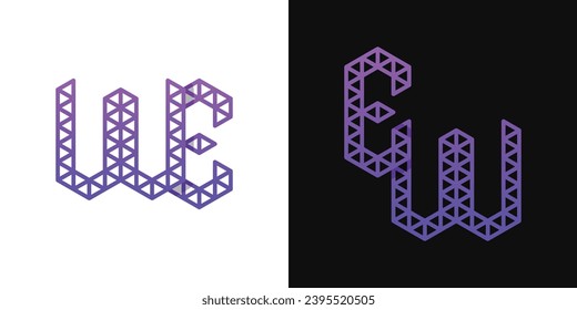 Logo-Set der Buchstaben EW und WE, geeignet für den Geschäftsbereich Polygon mit EW- und WE-Initialen