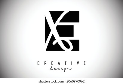 Logo de Letters EX con un diseño minimalista. Letras E y X con tipografía geométrica y manuscrita. Ilustración vectorial creativa.