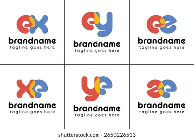 Letras ex xe ey ye ze ze Logotipo lúdico, representam uma diversão, energética e alegria