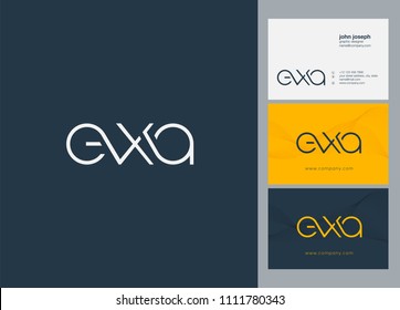 Letters EXA logo icon with business card vector template.