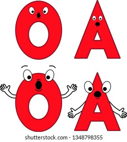 letters with eyes from alphabet a and o