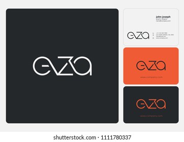 Letters EZA logo icon with business card vector template.