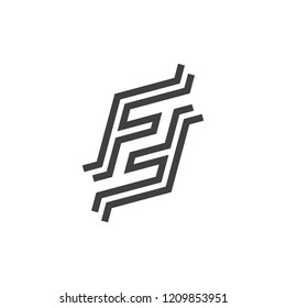 letters f 2 stripes linear logo vector