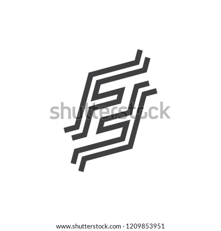 letters f 2 stripes linear logo vector