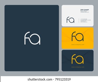 Letters F A, F&A joint logo icon with business card vector template.

