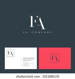 Letters F A, F & A joint logo icon with business card vector template.
