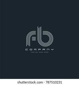 Letters F B joint line logo icon. Stroke letter vector element.
