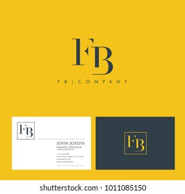 Letters F B, F & B joint logo icon with business card vector template.
