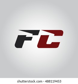 The letters F and C logo automotive black and red colored