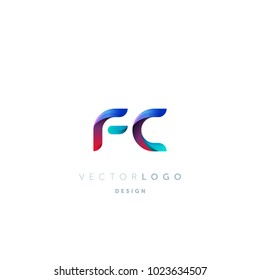 Letters F C, F & C logo, multi colour letters icon vector template.