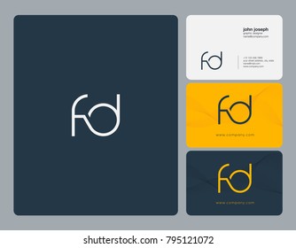 Letters F D, F&D joint logo icon with business card vector template.
