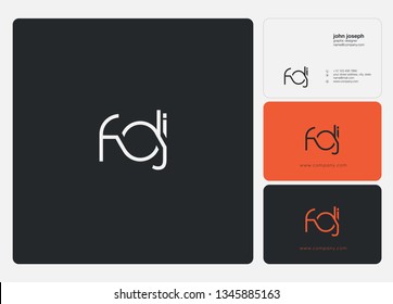 Letters F D J Joint logo icon with business card vector template.
