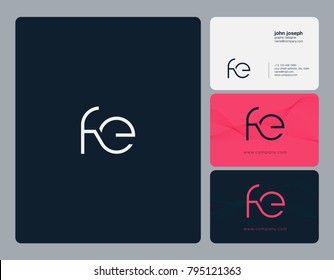 Letters F E, F&E joint logo icon with business card vector template.
