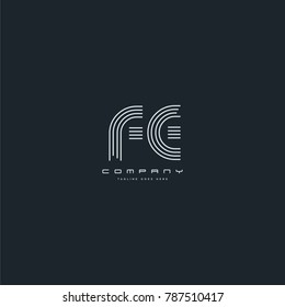 Letters F E joint line logo icon. Stroke letter vector element.
