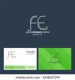Letters F E, F & E joint logo icon with business card vector template.
