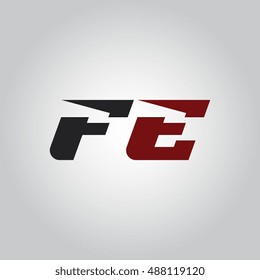 The letters F and E logo automotive black and red colored