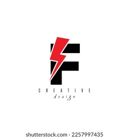 letters F with flash logo, Lightning Thunder Letter Logo Design F, Flash logotype, initial F power logo design symbol vector template