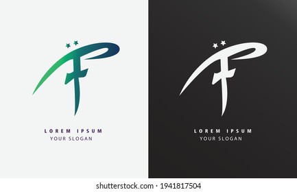letters f green gradient logo