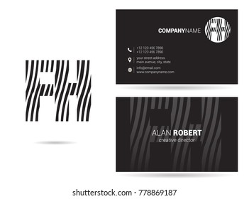 Letters F H Logo icon with Business Card Template Vector.